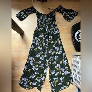 Urban Outfitters Green Yellow Purple Floral Jumpsuit Size Small